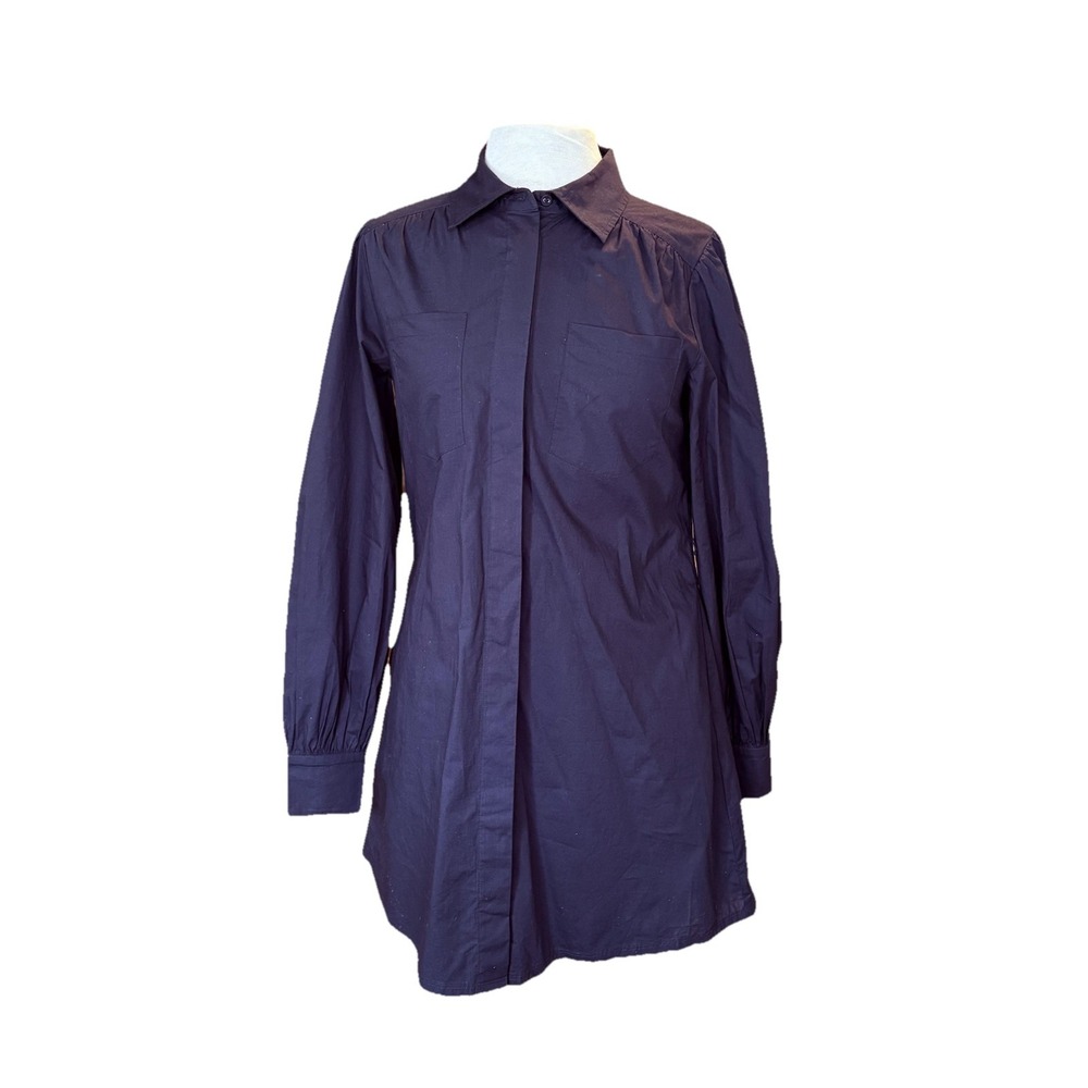 NWT Ramy Brook Women's Mitch Mini Shirt Dress In Navy Size Small Capsule Neutral